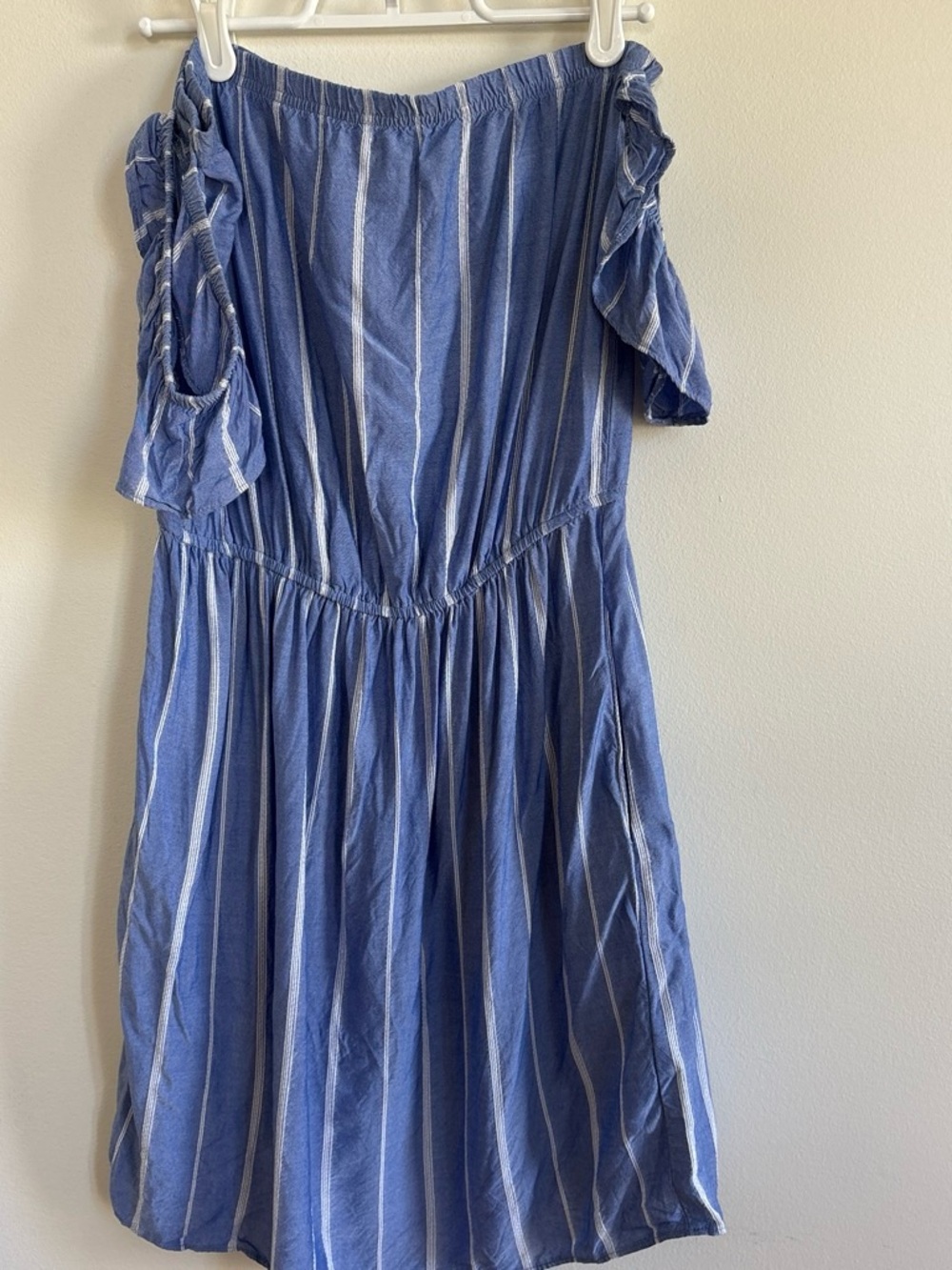 Blue Striped Off-Shoulder
